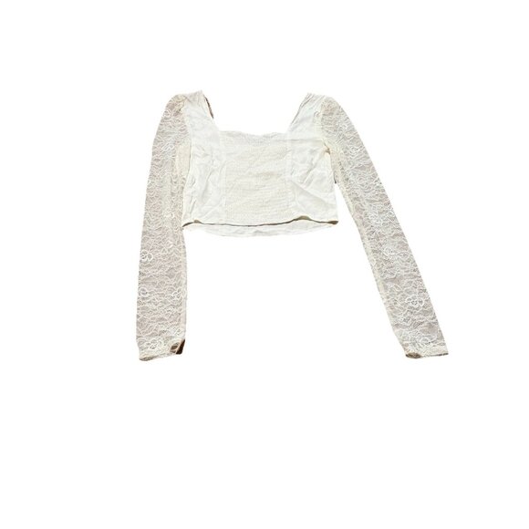 Small - Womens Long Sleeve Lace Bustier Top - Wild Fable - Off White/Cream - Picture 4 of 6